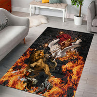 Bellerophon Vs Chimera Greek Mythology Area Rug Pegasus Monster Battle Epic