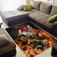Bellerophon Vs Chimera Greek Mythology Area Rug Pegasus Monster Battle Epic
