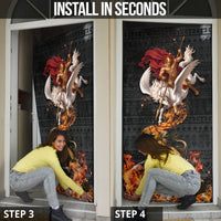 Bellerophon Vs Chimera Greek Mythology Door Cover Pegasus Monster Battle Epic
