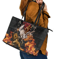 Bellerophon Vs Chimera Greek Mythology Leather Tote Bag Pegasus Monster Battle Epic
