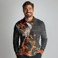 Bellerophon Vs Chimera Greek Mythology Long Sleeve Polo Shirt Pegasus Monster Battle Epic