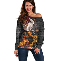 Bellerophon Vs Chimera Greek Mythology Off Shoulder Sweater Pegasus Monster Battle Epic