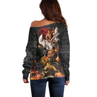 Bellerophon Vs Chimera Greek Mythology Off Shoulder Sweater Pegasus Monster Battle Epic