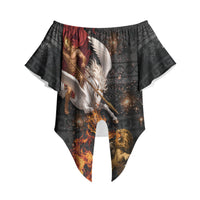 Bellerophon Vs Chimera Greek Mythology Off Shoulder Wrap Waist Top Pegasus Monster Battle Epic