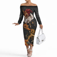 Bellerophon Vs Chimera Greek Mythology Off The Shoulder Long Sleeve Dress Pegasus Monster Battle Epic