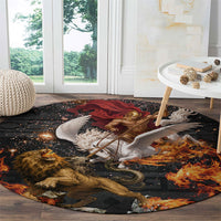 Bellerophon Vs Chimera Greek Mythology Round Carpet Pegasus Monster Battle Epic