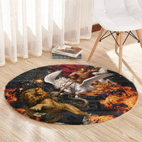 Bellerophon Vs Chimera Greek Mythology Round Carpet Pegasus Monster Battle Epic