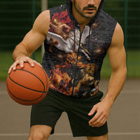 Bellerophon Vs Chimera Greek Mythology Sleeveless Zip Hoodie Pegasus Monster Battle Epic