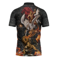 Bellerophon Vs Chimera Greek Mythology Zipper Polo Shirt Pegasus Monster Battle Epic