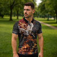 Bellerophon Vs Chimera Greek Mythology Zipper Polo Shirt Pegasus Monster Battle Epic