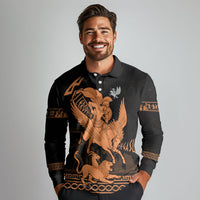 Bellerophon Vs Chimera Greek Mythology Long Sleeve Polo Shirt Ancient Greek Heroic