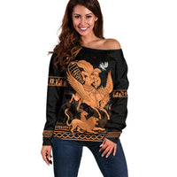 Bellerophon Vs Chimera Greek Mythology Off Shoulder Sweater Ancient Greek Heroic