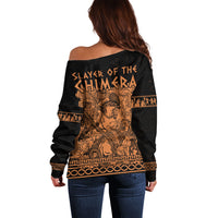 Bellerophon Vs Chimera Greek Mythology Off Shoulder Sweater Ancient Greek Heroic