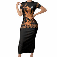 Bellerophon Vs Chimera Greek Mythology Short Sleeve Bodycon Dress Ancient Greek Heroic