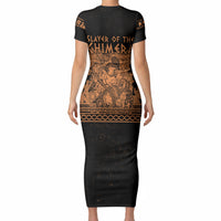 Bellerophon Vs Chimera Greek Mythology Short Sleeve Bodycon Dress Ancient Greek Heroic