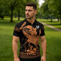 Bellerophon Vs Chimera Greek Mythology Zipper Polo Shirt Ancient Greek Heroic