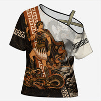 Cadmus Greek Mythology Dragon Slayer Cross Shoulder Shirt Spartan Warrior Epic Battle Vintage Grunge