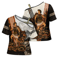 Cadmus Greek Mythology Dragon Slayer Cross Shoulder Shirt Spartan Warrior Epic Battle Vintage Grunge