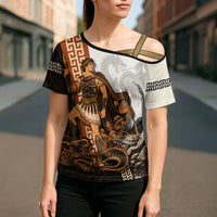 Cadmus Greek Mythology Dragon Slayer Cross Shoulder Shirt Spartan Warrior Epic Battle Vintage Grunge