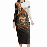 Cadmus Greek Mythology Dragon Slayer Long Sleeve Bodycon Dress Spartan Warrior Epic Battle Vintage Grunge