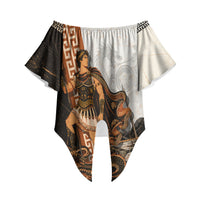 Cadmus Greek Mythology Dragon Slayer Off Shoulder Wrap Waist Top Spartan Warrior Epic Battle Vintage Grunge