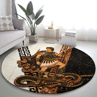 Cadmus Greek Mythology Dragon Slayer Round Carpet Spartan Warrior Epic Battle Vintage Grunge