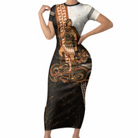 Cadmus Greek Mythology Dragon Slayer Short Sleeve Bodycon Dress Spartan Warrior Epic Battle Vintage Grunge