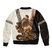 Cadmus Greek Mythology Dragon Slayer Sleeve Zip Bomber Jacket Spartan Warrior Epic Battle Vintage Grunge