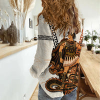 Cadmus Greek Mythology Dragon Slayer Women Casual Shirt Spartan Warrior Epic Battle Vintage Grunge