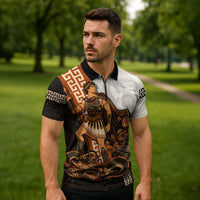 Cadmus Greek Mythology Dragon Slayer Zipper Polo Shirt Spartan Warrior Epic Battle Vintage Grunge