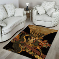 Cadmus Dragon Slayer Area Rug Mythological Beast Battle Vintage Greek