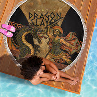 Cadmus Dragon Slayer Beach Blanket Mythological Beast Battle Vintage Greek