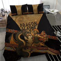 Cadmus Dragon Slayer Bedding Set Mythological Beast Battle Vintage Greek