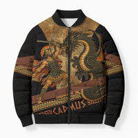 Cadmus Dragon Slayer Bomber Puffer Jacket Mythological Beast Battle Vintage Greek