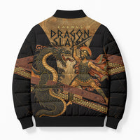 Cadmus Dragon Slayer Bomber Puffer Jacket Mythological Beast Battle Vintage Greek