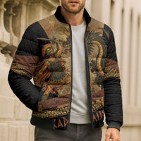 Cadmus Dragon Slayer Bomber Puffer Jacket Mythological Beast Battle Vintage Greek