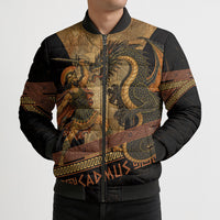 Cadmus Dragon Slayer Bomber Puffer Jacket Mythological Beast Battle Vintage Greek