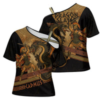 Cadmus Dragon Slayer Cross Shoulder Shirt Mythological Beast Battle Vintage Greek