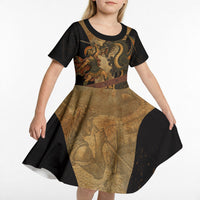 Cadmus Dragon Slayer Kid Short Sleeve Dress Mythological Beast Battle Vintage Greek
