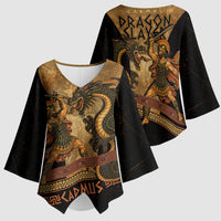 Cadmus Dragon Slayer Kimono Sleeve Blouse Mythological Beast Battle Vintage Greek