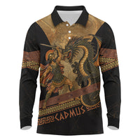 Cadmus Dragon Slayer Long Sleeve Polo Shirt Mythological Beast Battle Vintage Greek
