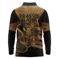 Cadmus Dragon Slayer Long Sleeve Polo Shirt Mythological Beast Battle Vintage Greek