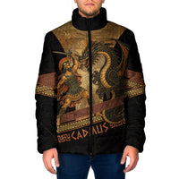 Cadmus Dragon Slayer Padded Jacket Mythological Beast Battle Vintage Greek