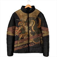 Cadmus Dragon Slayer Padded Jacket Mythological Beast Battle Vintage Greek