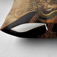 Cadmus Dragon Slayer Pillow Cover Mythological Beast Battle Vintage Greek