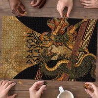 Cadmus Dragon Slayer Puzzle Mythological Beast Battle Vintage Greek