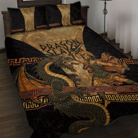 Cadmus Dragon Slayer Quilt Bed Set Mythological Beast Battle Vintage Greek