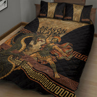 Cadmus Dragon Slayer Quilt Bed Set Mythological Beast Battle Vintage Greek