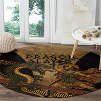 Cadmus Dragon Slayer Round Carpet Mythological Beast Battle Vintage Greek