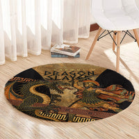 Cadmus Dragon Slayer Round Carpet Mythological Beast Battle Vintage Greek
